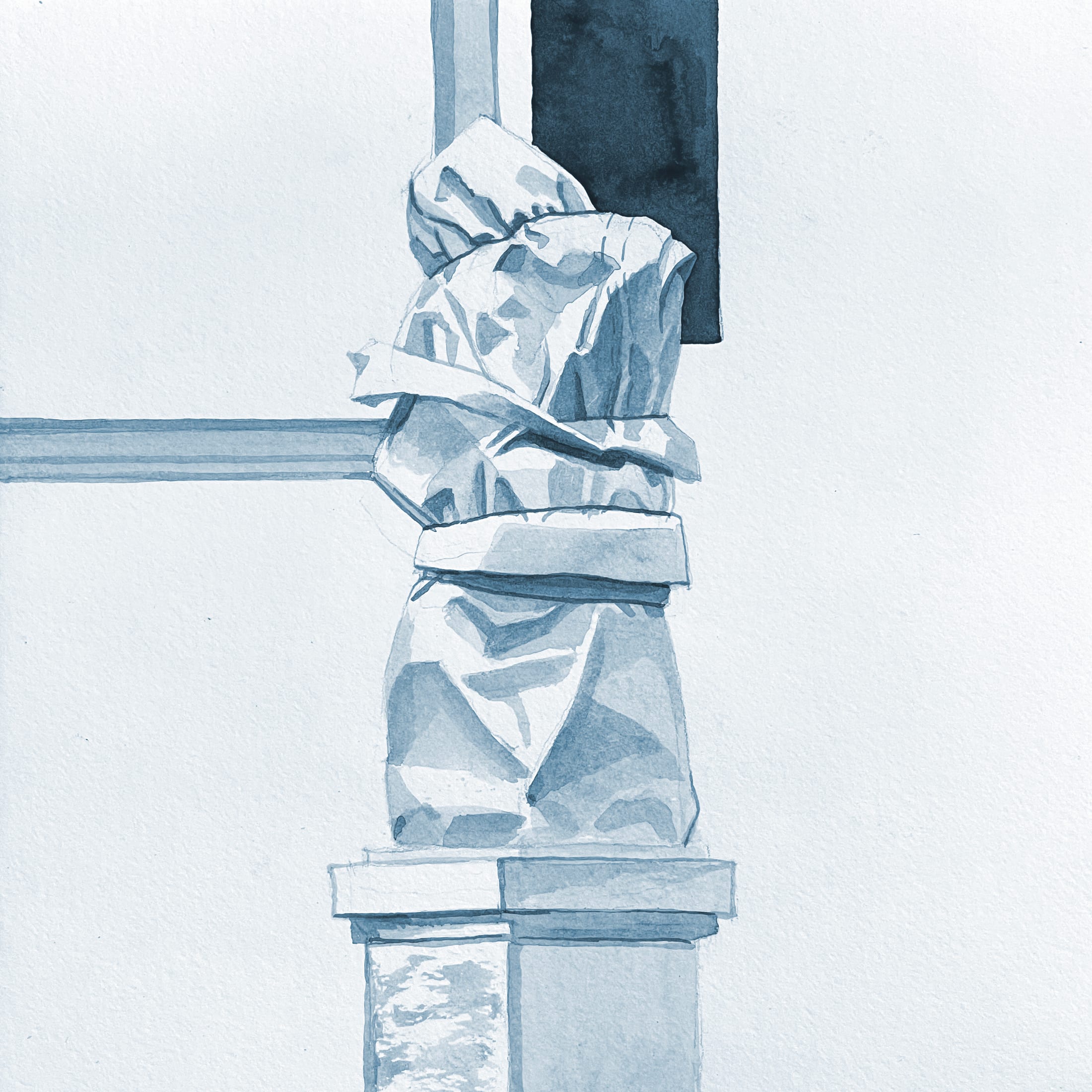 Sculpture 2 — protected monument, watercolour from the Hidden series